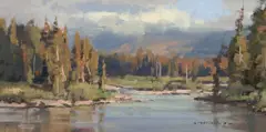 Scott Christensen, Spring on the Snake, Oil on board
