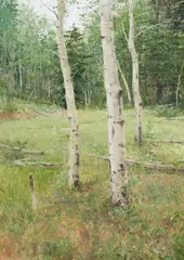 John Encinias, Forest Greens, Oil on canvas