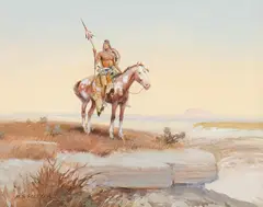 W. Steve Seltzer, Untitled (Indian on horseback), Watercolor
