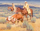 R.E. Pierce, To Better Pastures, Oil on board