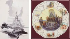 J. K. Ralston, Set of two: A Cowboy's Dream; Congregational Church, Oil on board; Oil on canvas (cut)