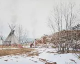 David Sanders, Untitled (Indian, teepee), Pastel