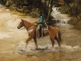 Howard Rogers, Untitled (Cowboy on Horseback), Oil on canvas