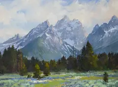 Don Frank Ricks, The Cathedral Group in the Tetons, Oil on board