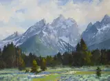 Don Frank Ricks, The Cathedral Group in the Tetons, Oil on board