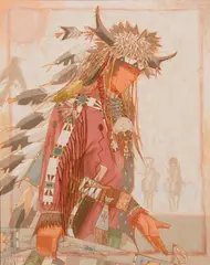 Oreland Joe, Treaty Chief Soldier, Acrylic on canvas mounted to canvas