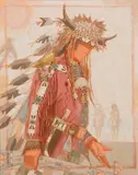 Oreland Joe, Treaty Chief Soldier, Acrylic on canvas mounted to canvas