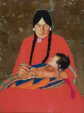 W. Langdon Kihn, Indian Madonna, Pastel & Goldleaf