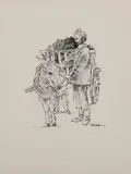 Clark Hulings, Donkey Cart, Pen & Ink