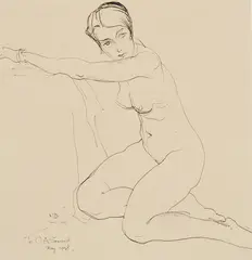 Nude by Maynard Dixon, Pen & Ink, sold Aug 2025