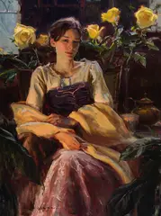 Yellow Roses by Daniel Gerhartz, Oil on canvas, sold Aug 2025