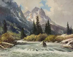 Cascade Canyon by Robert Wood, Oil on canvas, sold Aug 2025