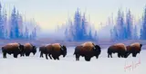 George D. Smith, Christmas Eve In Yellowstone, Oil on board