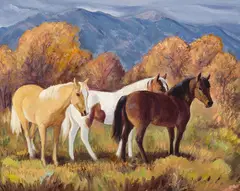 Ila Mae McAfee, Untitled (Horses), Oil on board