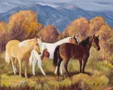 Ila Mae McAfee, Untitled (Horses), Oil on board