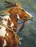 Krystii Melaine, War Horse of the River Crow, Oil on board
