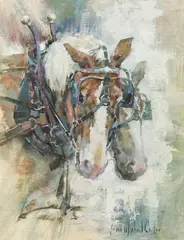 John Michael Carter, Draft Horses, Oil on board