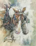 John Michael Carter, Draft Horses, Oil on board