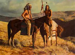 David Mann, Two Indians on Horseback, Oil on canvas