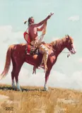 David Mann, Indian On Horse, Oil on canvas