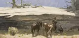 Kenneth Riley, Untitled (Two cowboys taking a break), Oil on board