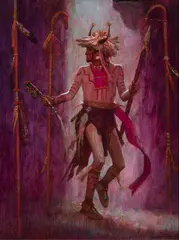 Dance of the Four Lances by Kenneth Riley, Oil on board, offered Aug 2025