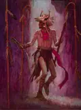 Kenneth Riley, Dance of the Four Lances, Oil on board