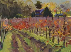 Len Chmiel, Vineyard, Oil on canvas mounted to board