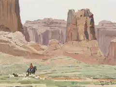 The Shepherdess by John Moyers, Oil on board, sold Aug 2025