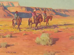 Glenn Dean, Marble Canyon Riders, Oil on canvas mounted to board