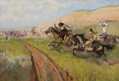 De Cost Smith, Horse Stealing, Oil on canvas