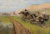 De Cost Smith, Horse Stealing, Oil on canvas