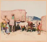 Oscar E. Berninghaus, Navajo with Horses, Monotype
