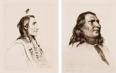 Joseph Henry Sharp, Set of two: Spotted Elk - Sioux; Wolf Ear, Etching