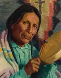 Blanche Grant, Listening to his Drum, Oil on board