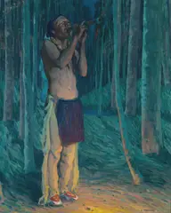E. Irving Couse, Song of the Blue Aspens, Oil on canvas