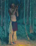 E. Irving Couse, Song of the Blue Aspens, Oil on canvas