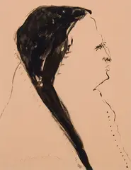Untitled (Portrait) by Fritz Scholder, Acrylic on paper, sold Aug 2025