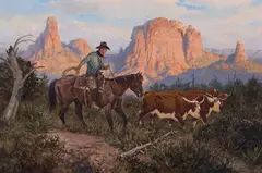 Gathering the Rough Country by Joe Beeler, Oil on canvas, sold Aug 2025