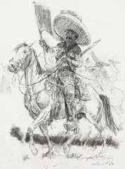 Joe Beeler, The Victorian, Charcoal/Mixed Media