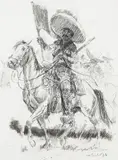 Joe Beeler, The Victorian, Charcoal/Mixed Media