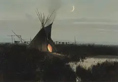 Michael Coleman, New Moon Buffalo Days, 1974, oil on masonite