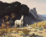 Olaf Wieghorst, Mare and Colt, Oil on canvas