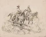Edward Borein, Cow Talk, Etching