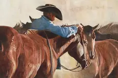 Tom Dorr, Untitled (Cowboy and horses), Oil on canvas