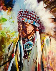 Ed Kucera, Sioux Elder, Oil on canvas