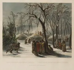 Karl Bodmer, Winter Village of the Minatarres, Lithograph