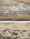Carl Oscar Borg, Set of two: Canyon de Chelly & Pack Train, Watercolor and Graphite