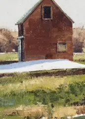 Jared Sanders, Little Red Barn, Oil on board