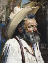 Cyrus Afsary, Old Hank study, Oil on board